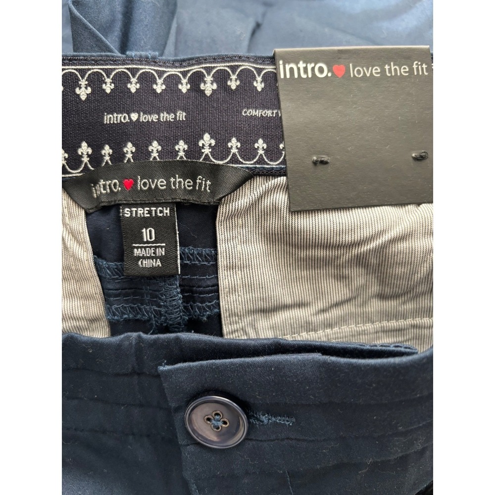 Intro. Navy Satin Bermuda Shorts Tummy Control Size 10 NWT MSRP $39 - Picture 3 of 9